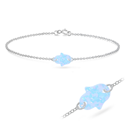 Light Sapphire Opal Silver Bracelet BRS-237A